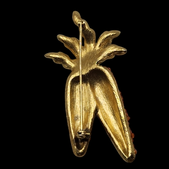 Vintage Orange Carrot Brooch Beaded Easter Jewelry Pin Statement - Picture 4 of 5